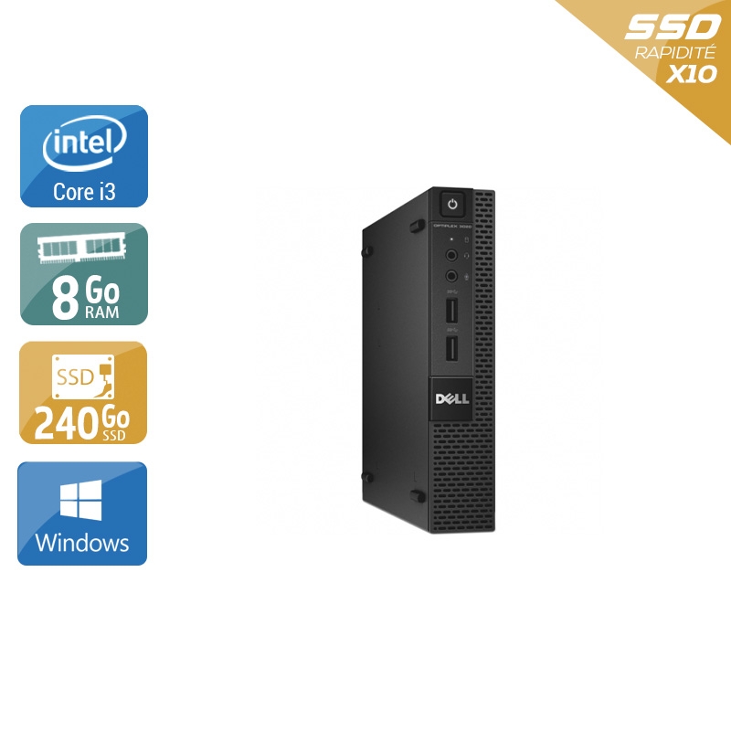 Dell Optiplex 3020M Micro i3 - 8Go RAM 240Go SSD Windows 10  Bon étatOccasion certifiée reconditionnée Bon état -  reconditionné disponible sur Kiatoo
