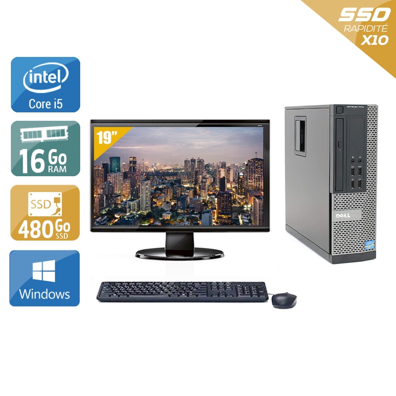 Dell Optiplex 990 SFF i5 + Écran - 19'' 16Go RAM 480Go SSD Windows 10  Très bon étatOccasion certifiée reconditionnée Bon état -  reconditionné disponible sur Kiatoo