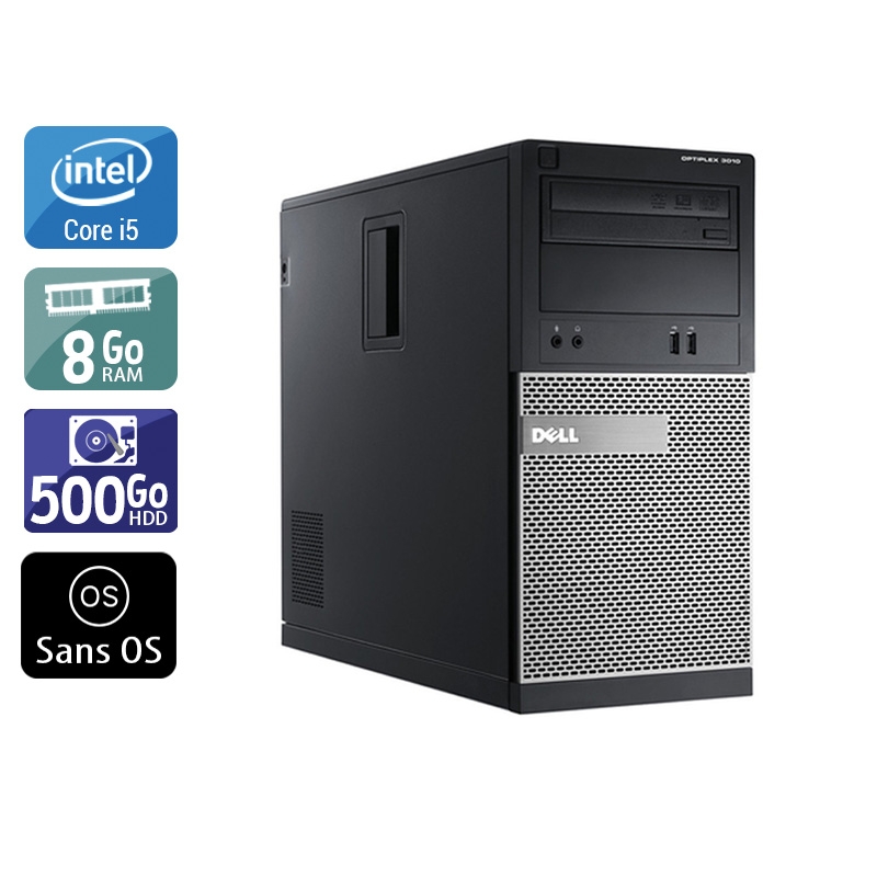 Dell Optiplex 3010 Tower i5 - 8Go RAM 500Go HDD Sans OS  Bon étatOccasion certifiée reconditionnée Bon état -  reconditionné disponible sur Kiatoo