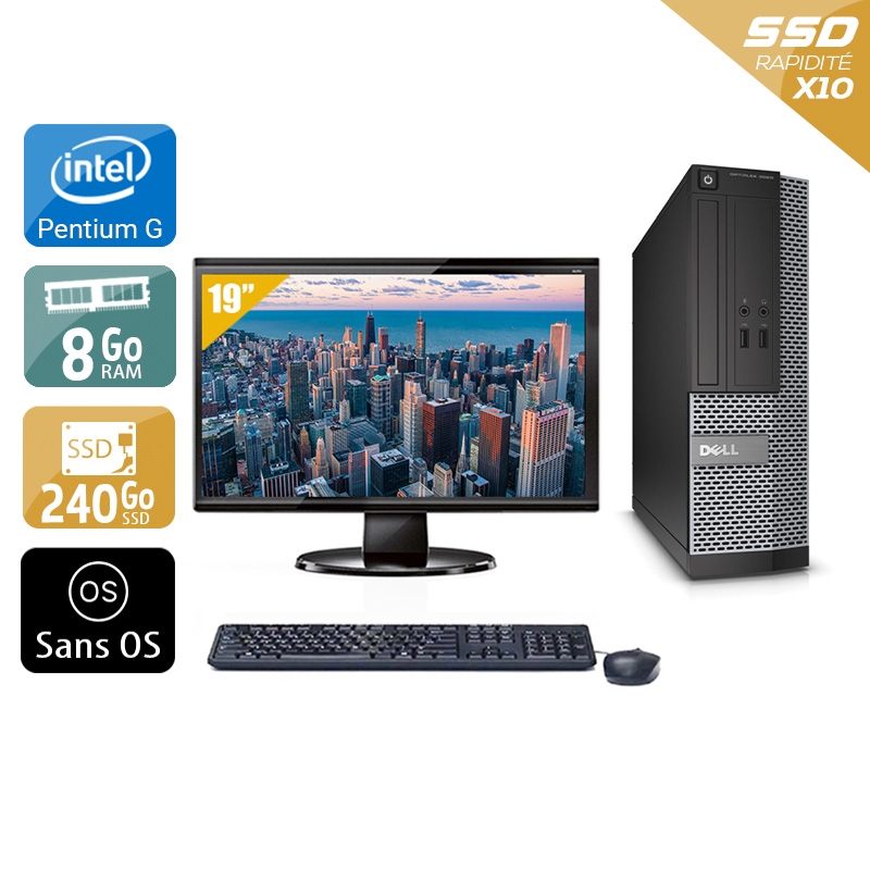 Dell Optiplex 3010 SFF Pentium G Dual Core + Écran - 19'' 8Go RAM 240Go SSD Sans OS  Bon étatOccasion certifiée reconditionnée Bon état -  reconditionné disponible sur Kiatoo