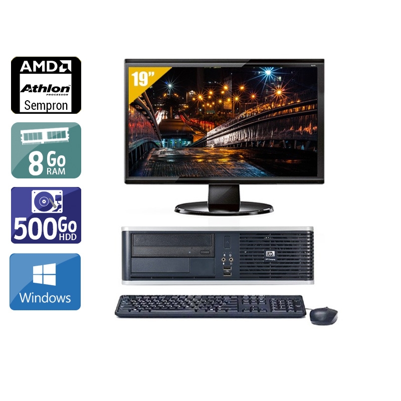 HP Compaq dc5750 SFF AMD Sempron + Écran - 19'' 8Go RAM 500Go HDD Windows 10  Bon étatOccasion certifiée reconditionnée Bon état -  reconditionné disponible sur Kiatoo