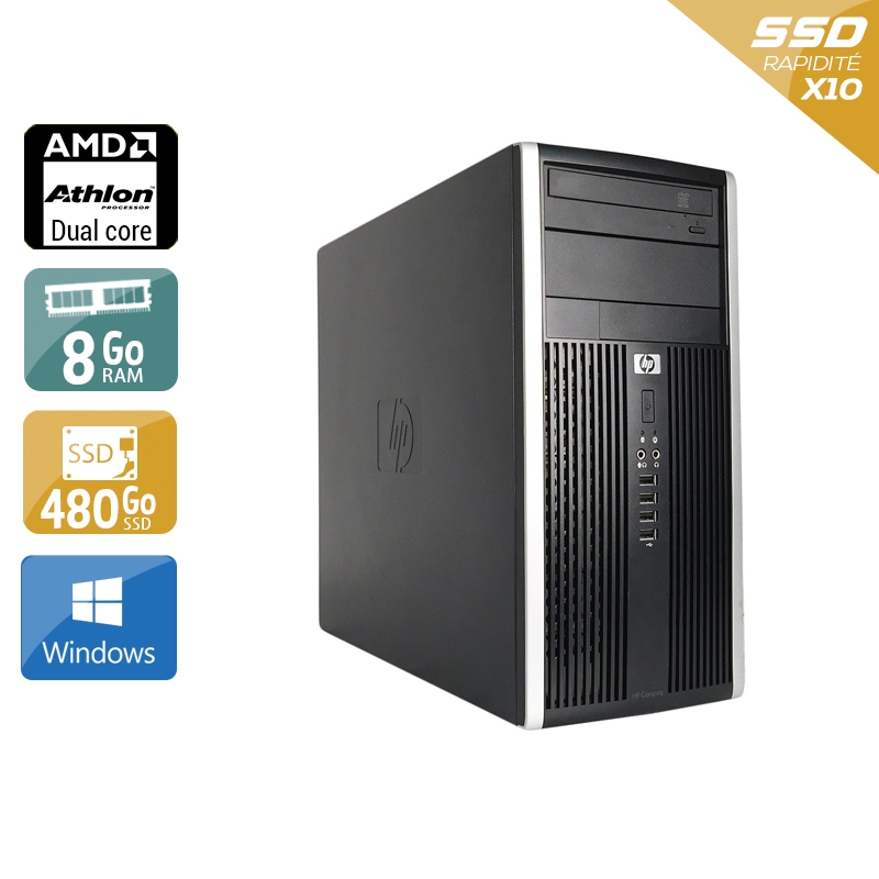 HP Compaq Pro 6005 Tower AMD Athlon Dual Core - 8Go RAM 480Go SSD Windows 10  Très bon étatOccasion certifiée reconditionnée Bon état -  reconditionné disponible sur Kiatoo