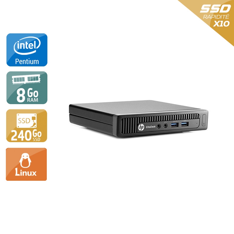 HP EliteDesk 800 G1 TINY Pentium G Dual Core - 8Go RAM 240Go SSD Linux  Très bon étatOccasion certifiée reconditionnée Bon état -  reconditionné disponible sur Kiatoo