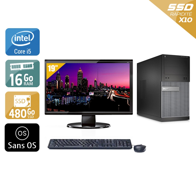 Dell Optiplex 3020 Tower i5 + Écran - 19'' 16Go RAM 480Go SSD Sans OS  Bon étatOccasion certifiée reconditionnée Bon état -  reconditionné disponible sur Kiatoo