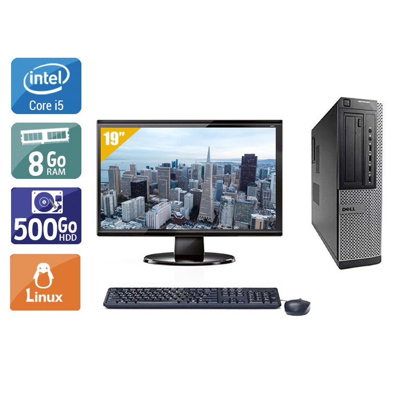 Dell Optiplex 9010 Desktop i5 + Écran - 19'' 8Go RAM 500Go HDD Linux  Très bon étatOccasion certifiée reconditionnée Bon état -  reconditionné disponible sur Kiatoo