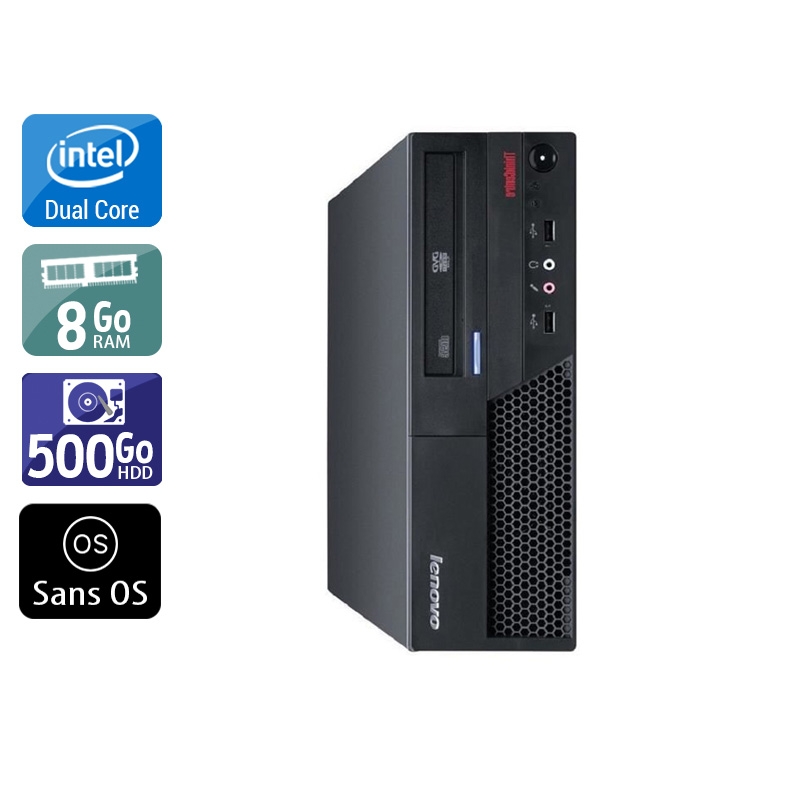 Lenovo ThinkCentre M57 SFF Dual Core - 8Go RAM 500Go HDD Sans OS  État correctOccasion certifiée reconditionnée Bon état -  reconditionné disponible sur Kiatoo
