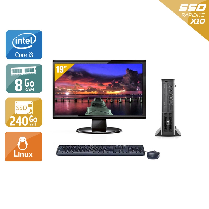 HP Compaq Elite 8300 USDT i3 + Écran - 19'' 8Go RAM 240Go SSD Linux  Bon étatOccasion certifiée reconditionnée Bon état -  reconditionné disponible sur Kiatoo