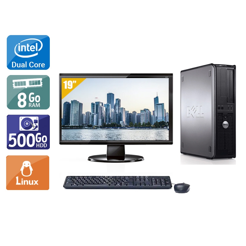 Dell Optiplex 780 Desktop Dual Core + Écran - 19'' 8Go RAM 500Go HDD Linux  État correctOccasion certifiée reconditionnée Bon état -  reconditionné disponible sur Kiatoo