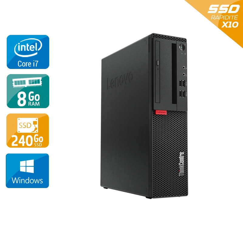 Lenovo ThinkCentre M910S SFF i7 Gen 6 - 8Go RAM 240Go SSD Windows 10  Bon étatOccasion certifiée reconditionnée
