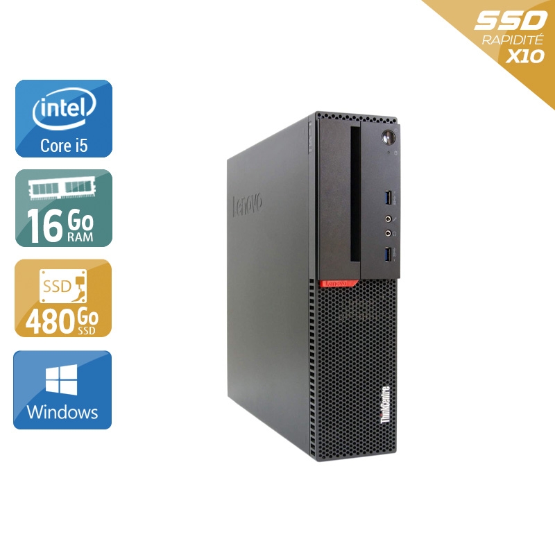 Lenovo ThinkCentre M900 SFF i5 Gen 6 - 16Go RAM 480Go SSD Windows 10  Très bon étatOccasion certifiée reconditionnée