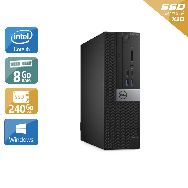 Dell Optiplex 3040 SFF i5 Gen 6 - 8Go RAM 240Go SSD Windows 10  Bon étatOccasion certifiée reconditionnée