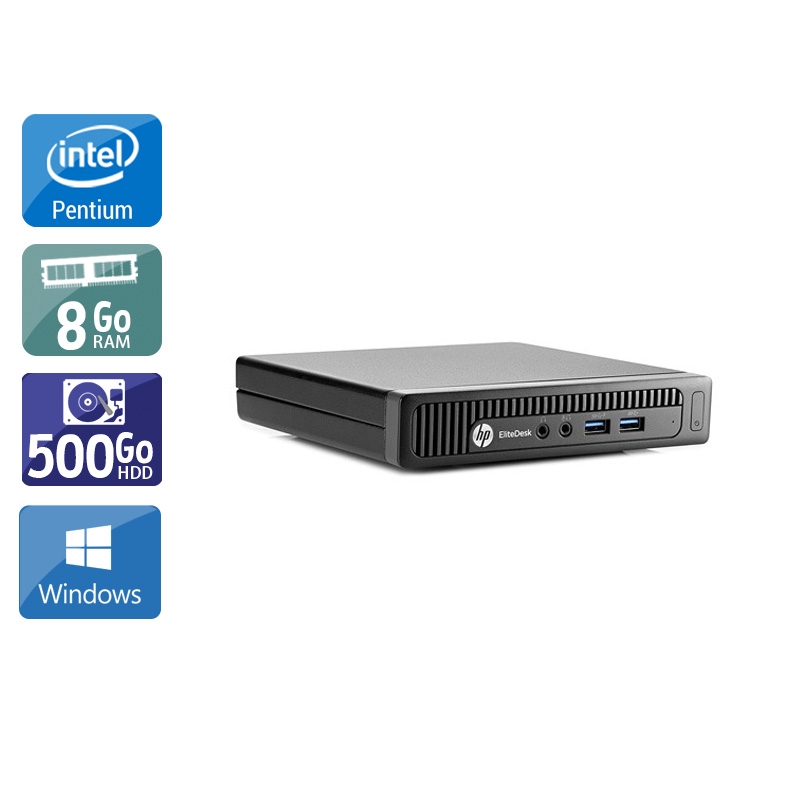 HP EliteDesk 800 G1 TINY Pentium G Dual Core - 8Go RAM 500Go HDD Windows 10 Très bon étatOccasion certifiée reconditionnée