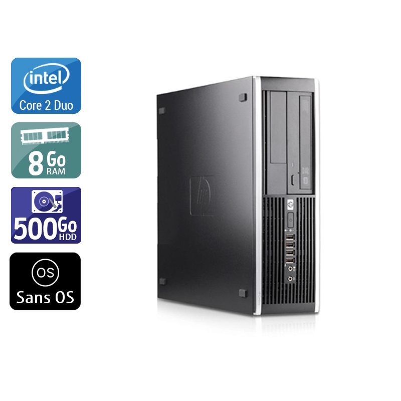 HP Compaq Pro 6000 SFF Core 2 Duo - 8Go RAM 500Go HDD Sans OS  Très bon étatOccasion certifiée reconditionnée
