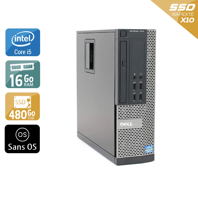 Dell Optiplex 790 SFF i5 - 16Go RAM 480Go SSD Sans OS  Très bon étatOccasion certifiée reconditionnée