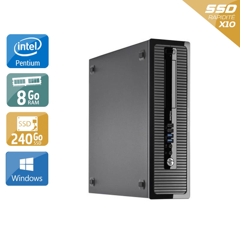 HP ProDesk 400 G1 SFF Pentium G Dual Core - 8Go RAM 240Go SSD Windows 10  Très bon étatOccasion certifiée reconditionnée