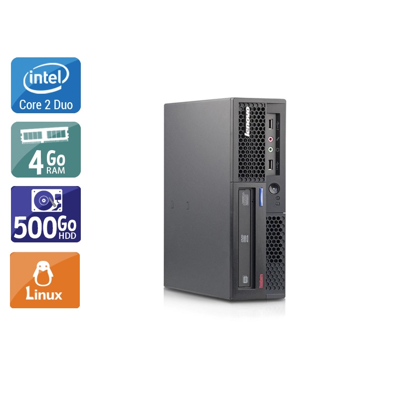Lenovo ThinkCentre M58 USFF Core 2 Duo - 4Go RAM 500Go HDD Linux Très bon étatOccasion certifiée reconditionnée