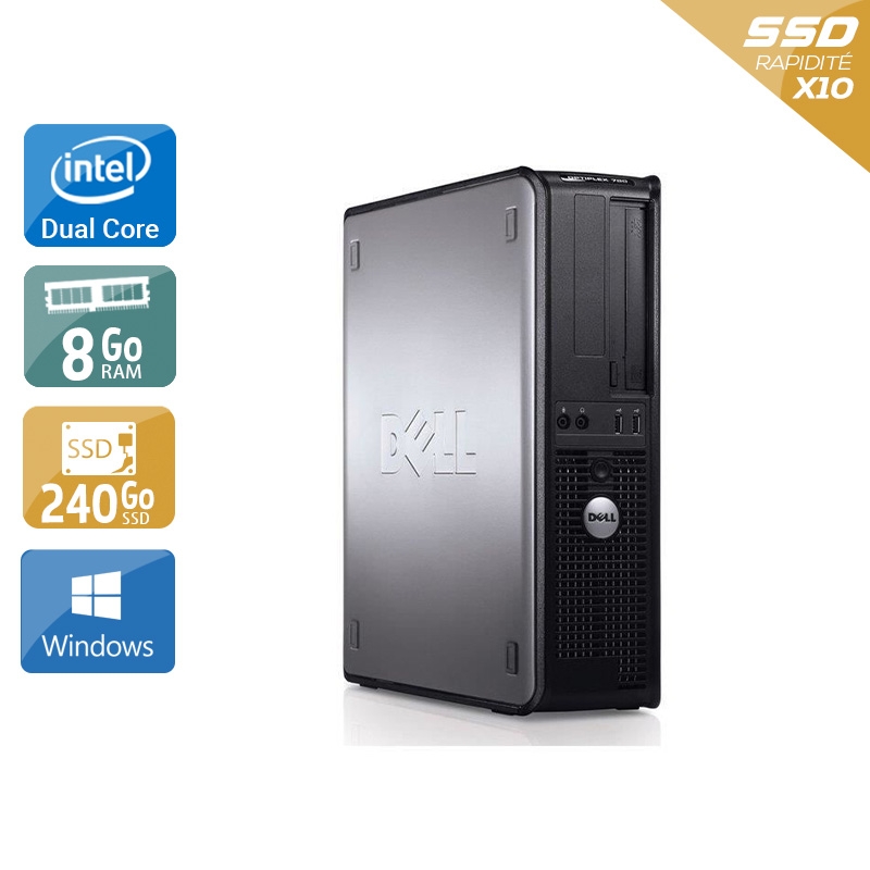 Dell Optiplex 780 SFF Dual Core - 8Go RAM 240Go SSD Windows 10  Bon étatOccasion certifiée reconditionnée