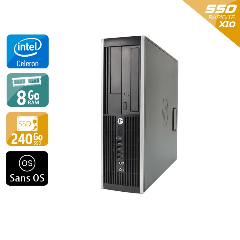 HP Compaq Pro 6200 SFF Celeron Dual Core - 8Go RAM 240Go SSD Sans OS  État correctOccasion certifiée reconditionnée