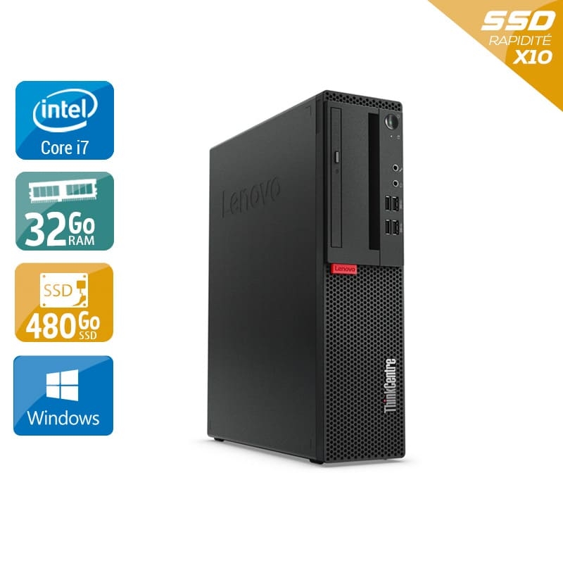 Lenovo ThinkCentre M910 SFF i7 Gen 6 - 32Go RAM 480Go SSD Windows 10 Bon état