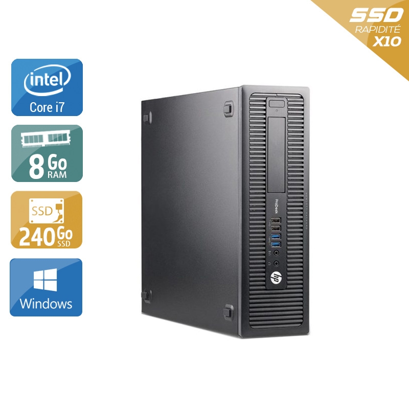 HP ProDesk 600 G1 SFF i7 - 8Go RAM 240Go SSD Windows 10  Très bon étatOccasion certifiée reconditionnée