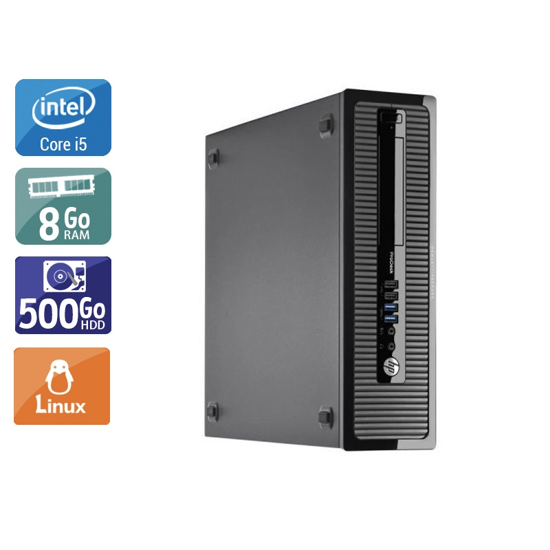 HP ProDesk 400 G1 SFF i5 - 8Go RAM 500Go HDD Linux  Bon étatOccasion certifiée reconditionnée