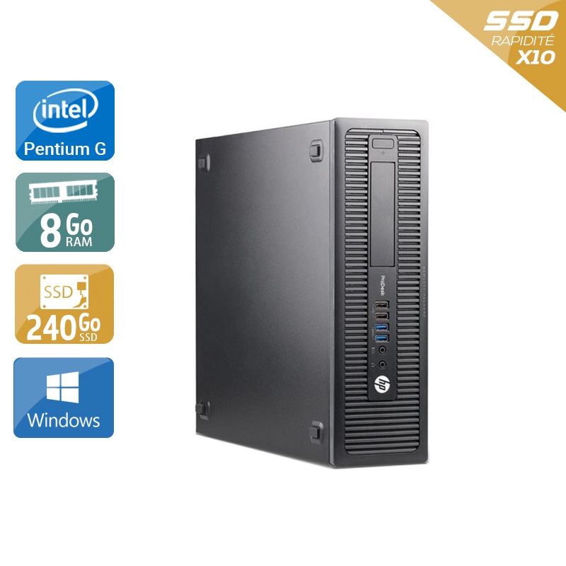HP ProDesk 600 G2 SFF Pentium G Dual Core Gen 6 - 8Go RAM 240Go SSD Windows 10  État correctOccasion certifiée reconditionnée