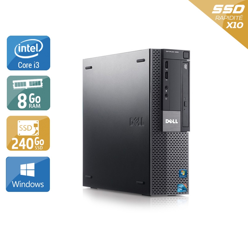 Dell Optiplex 980 SFF i3 - 8Go RAM 240Go SSD Windows 10 Bon étatOccasion certifiée reconditionnée