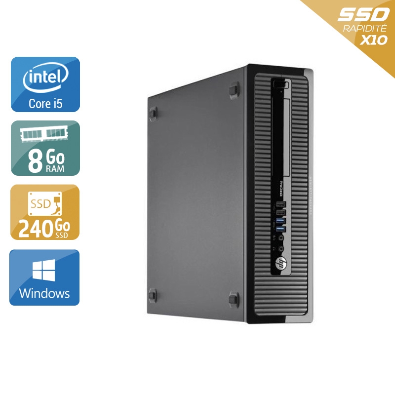 HP ProDesk 400 G1 SFF i5 - 8Go RAM 240Go SSD Windows 10  Bon étatOccasion certifiée reconditionnée