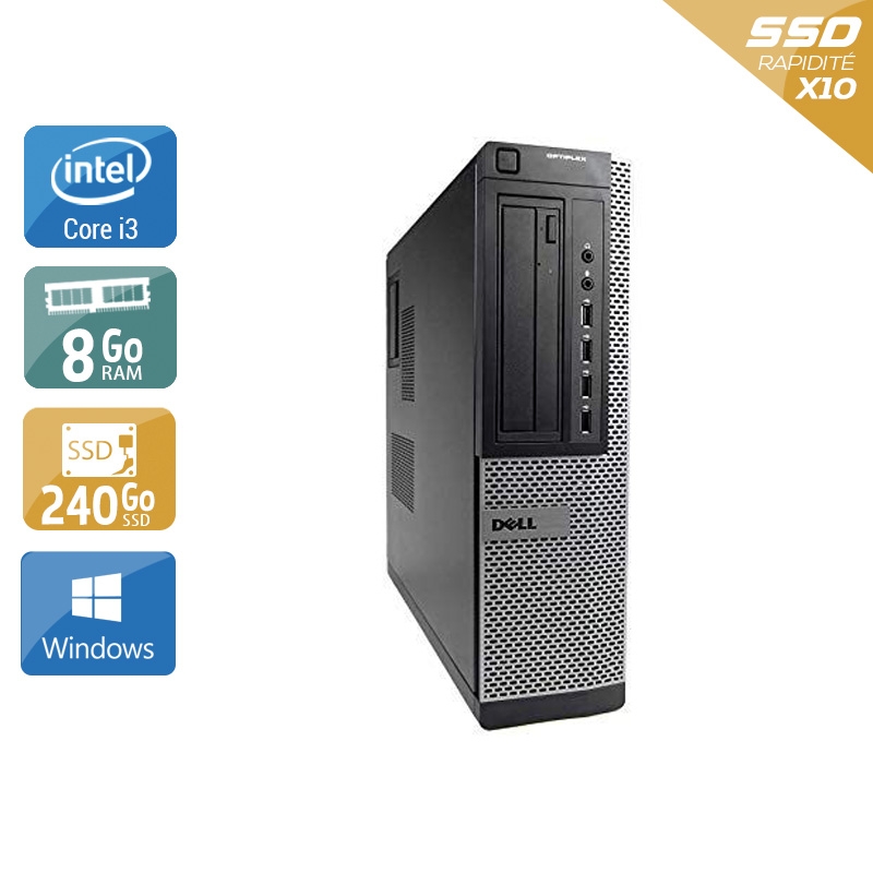 Dell Optiplex 7010 Desktop i3 - 8Go RAM 240Go SSD Windows 10  Bon étatOccasion certifiée reconditionnée