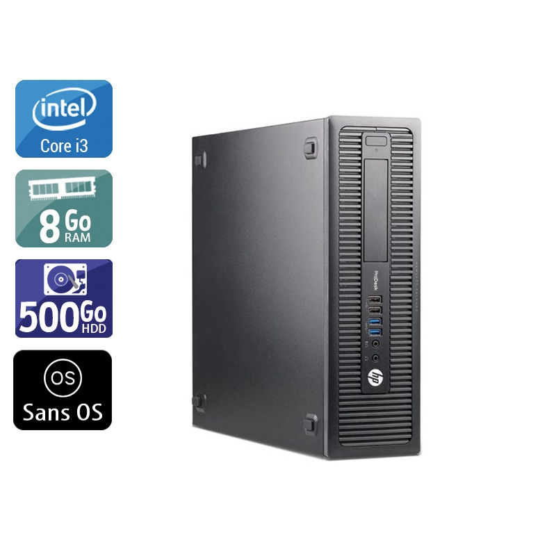 HP ProDesk 600 G1 SFF i3 - 8Go RAM 500Go HDD Sans OS  État correctOccasion certifiée reconditionnée