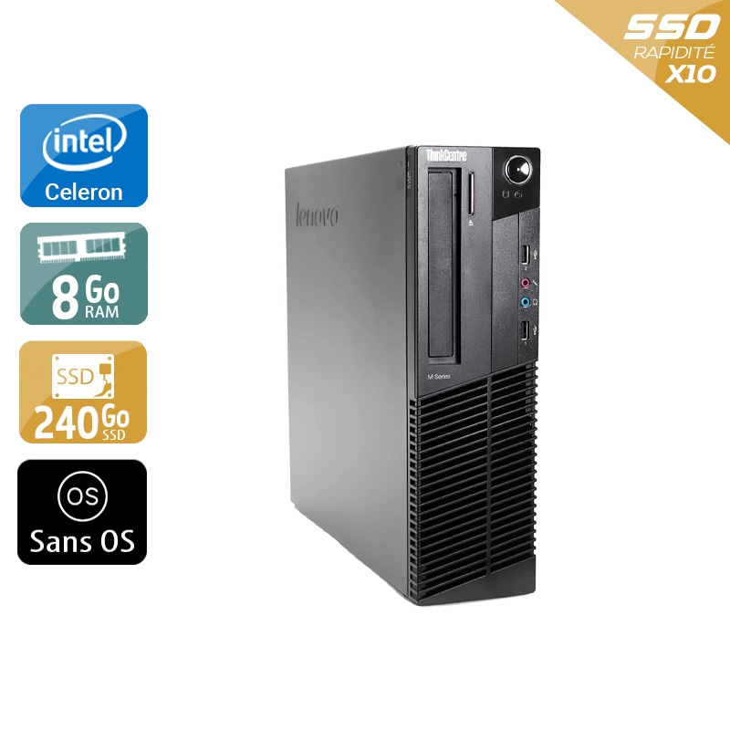 Lenovo ThinkCentre M83 SFF Celeron Dual Core - 8Go RAM 240Go SSD Sans OS  État correctOccasion certifiée reconditionnée