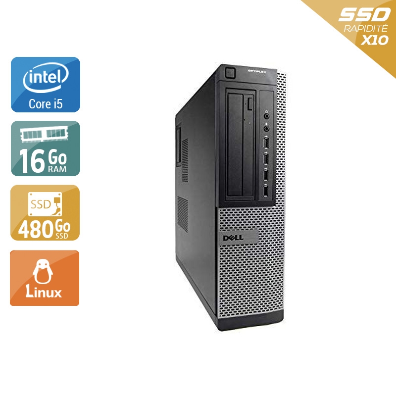 Dell Optiplex 790 Desktop i5 - 16Go RAM 480Go SSD Linux  Bon étatOccasion certifiée reconditionnée