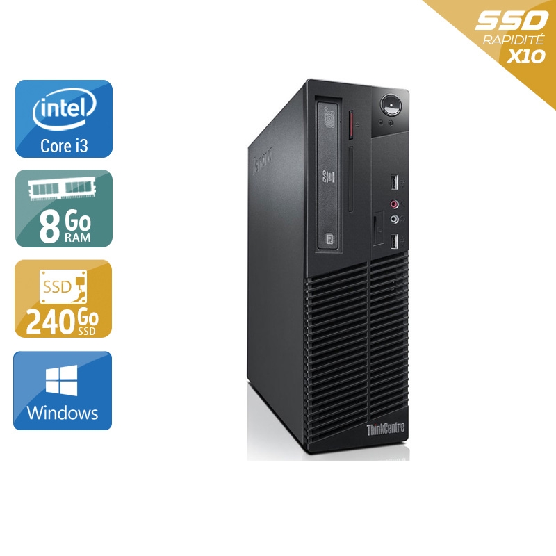 Lenovo ThinkCentre M81 SFF i3 - 8Go RAM 240Go SSD Windows 10  Bon étatOccasion certifiée reconditionnée