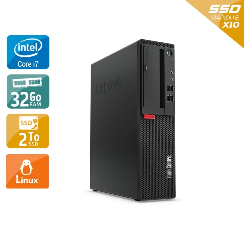 Lenovo ThinkCentre M910 SFF i7 Gen 6 - 32Go RAM 2To SSD Linux État correct