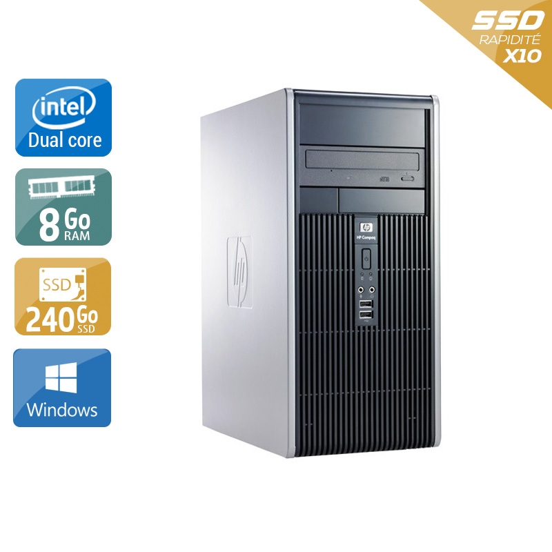 HP Compaq dc5800 Tower Dual Core - 8Go RAM 240Go SSD Windows 10  Très bon étatOccasion certifiée reconditionnée