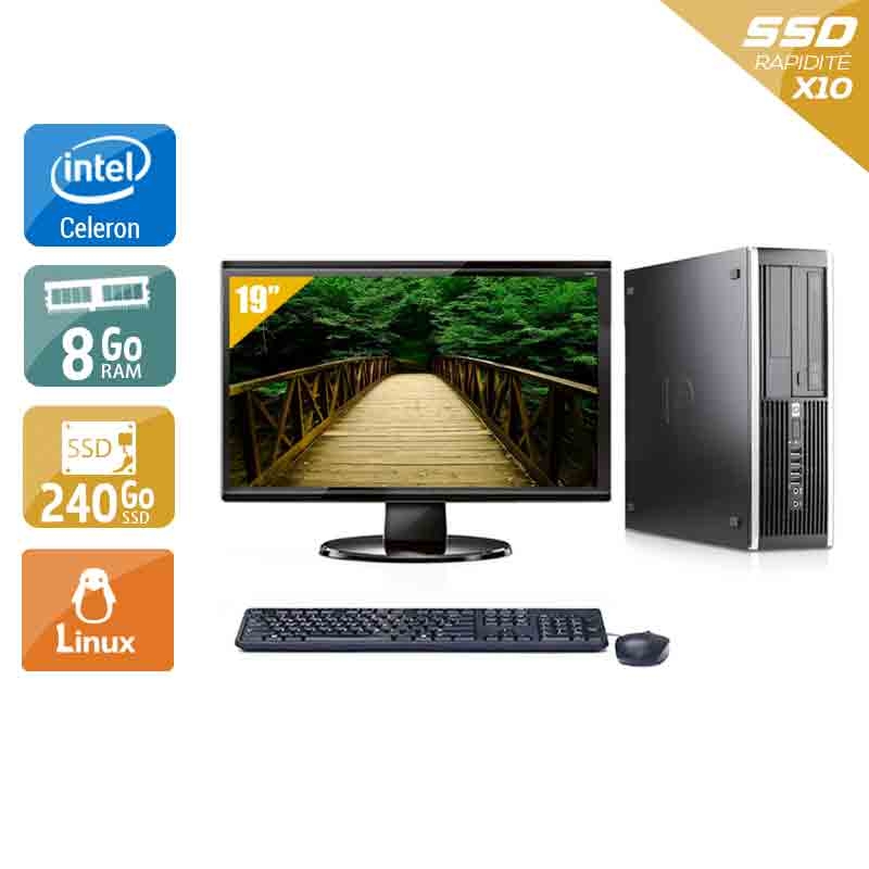 HP Compaq Pro 6000 SFF Celeron Dual Core + Écran - 19'' 8Go RAM 240Go SSD Linux Bon état