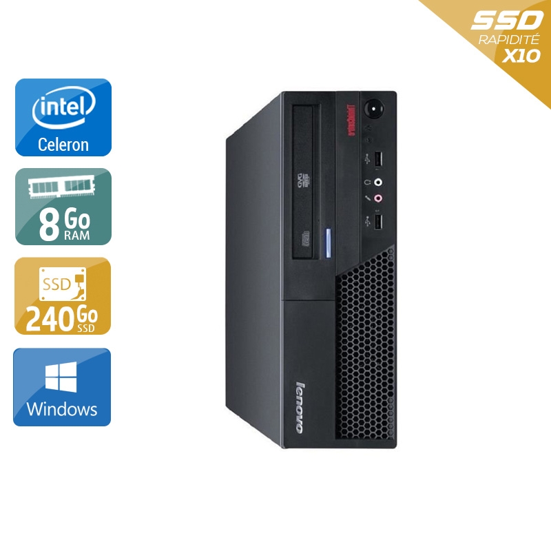 Lenovo ThinkCentre M58 SFF Celeron Dual Core - 8Go RAM 240Go SSD Windows 10  Bon étatOccasion certifiée reconditionnée