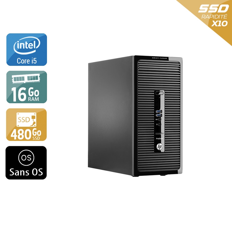 HP ProDesk 490 G2 Tower i5 - 16Go RAM 480Go SSD Sans OS  Très bon étatOccasion certifiée reconditionnée