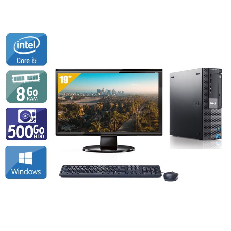 Dell Optiplex 980 Desktop i5 + Écran - 19'' 8Go RAM 500Go HDD Windows 10  Bon étatOccasion certifiée reconditionnée