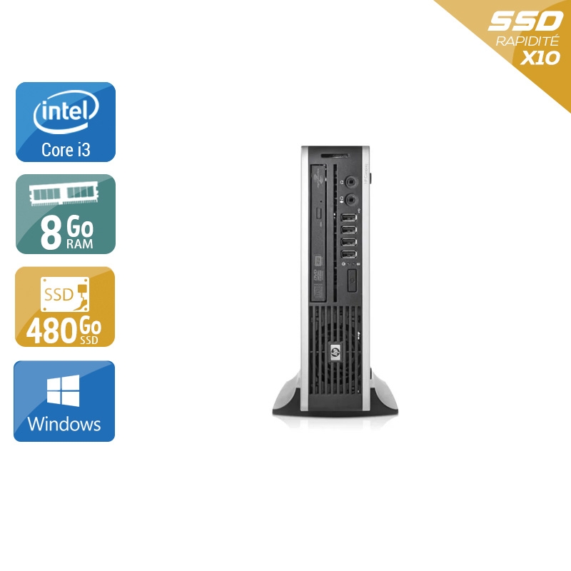 HP Compaq Elite 8200 USDT i3 - 8Go RAM 480Go SSD Windows 10  État correctOccasion certifiée reconditionnée