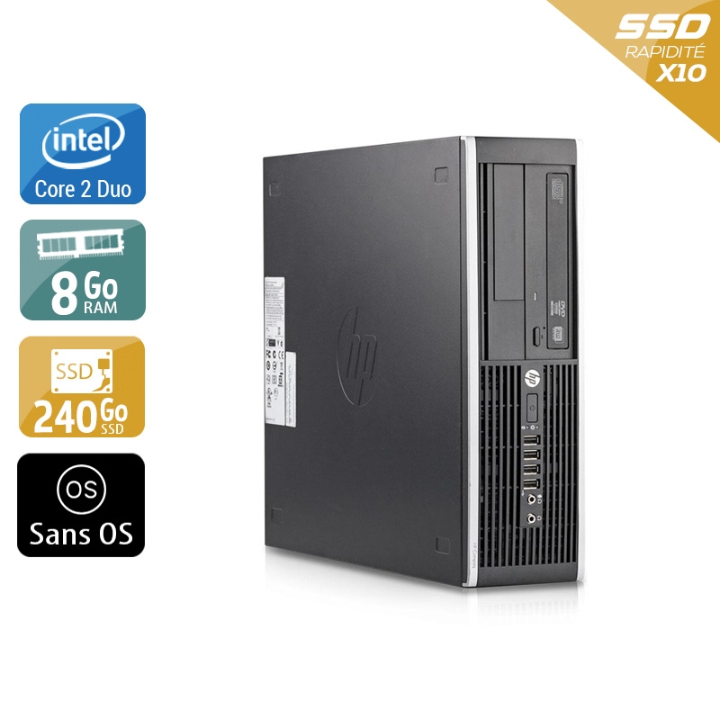 HP Compaq Elite 8200 SFF Core 2 Duo - 8Go RAM 240Go SSD Sans OS  Bon étatOccasion certifiée reconditionnée