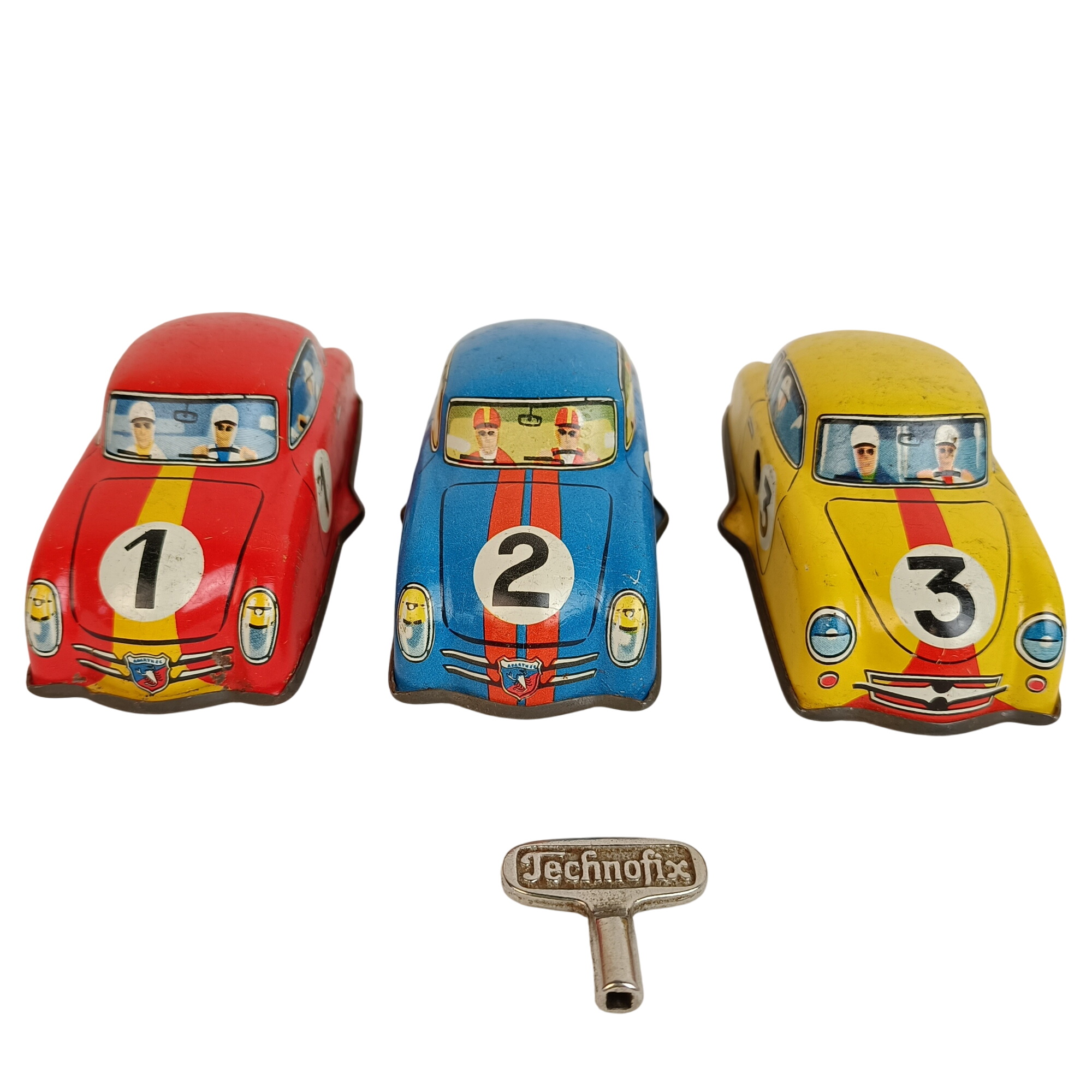 Ancien jouet en tôle, voiture Austin Endcliffe Tourer, Tin Toy Jaune