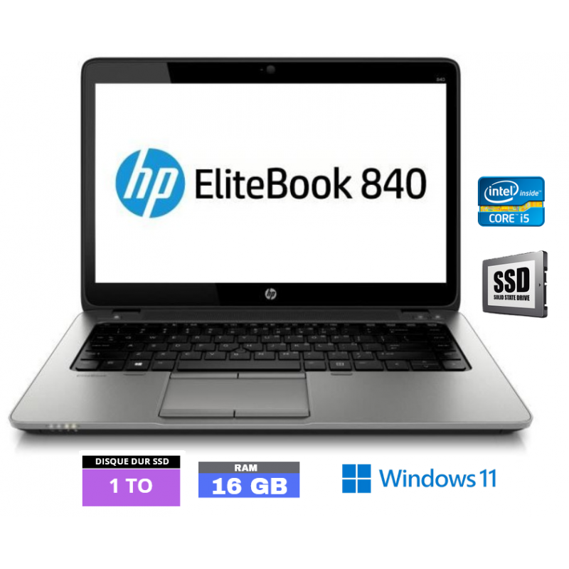 HP Elitebook 840 G1 - Core i5 - Windows 11 - SSD 1 To - 16 Go RAM  - Bon état -  reconditionné disponible sur PC-PORTABLE.NET