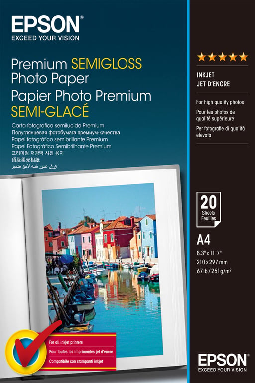 Epson Premium Semi-Gloss Photo Paper - A4 - 20 Feuilles - Excellent état Comme neuf - Epson reconditionné disponible sur Pixmania