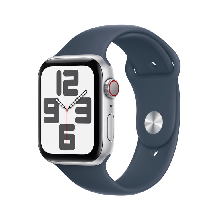 Watch SE 2 (GPS + 4G), boitier en aluminium Argent de 44 mm avec boucle en caoutchouc Sport M/L, Bleu - Excellent état