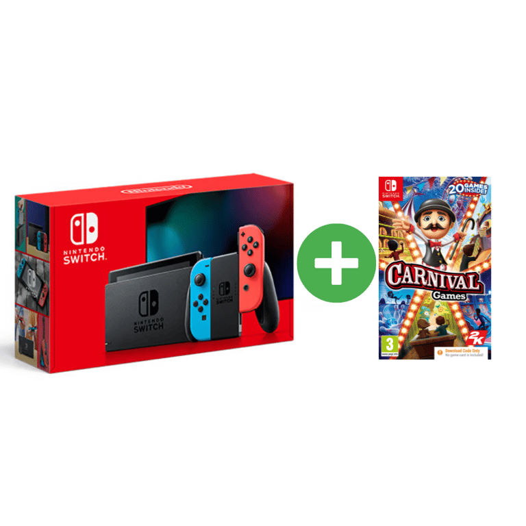 Switch & Carnival Games - console de jeux portables 15,8 cm (6.2 ) 32 Go Écran tactile Wifi Bleu, Gris, Rouge - Bon état Bon état - Nintendo reconditionné disponible sur Pixmania