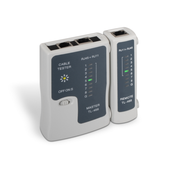 Testeur de câbles AISENS RJ11 RJ12 RJ45 avec indicateurs LED et interrupteur, dimensions 110x35x155 mm - Très bon état Très bon état - N/A reconditionné disponible sur Pixmania