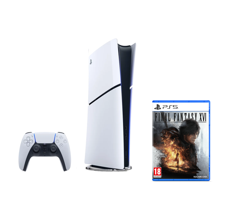 Pack PS5 Slim & Final Fantasy XVI - Console de Jeux Playstation 5 Slim (Digitale) 1 To, Blanc - Bon état Bon état - Sony reconditionné disponible sur Pixmania
