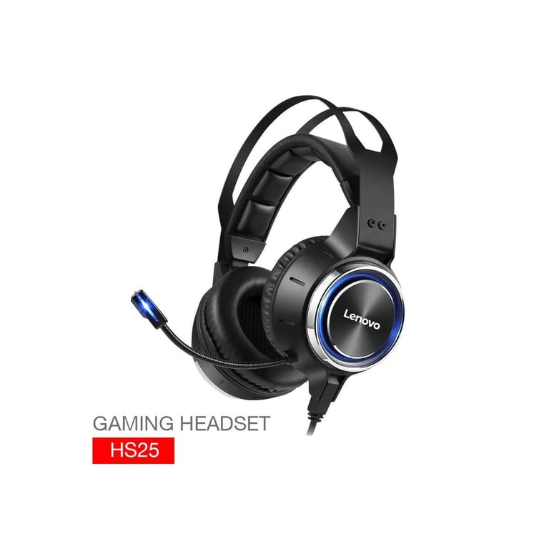 Casque Lenovo Gamer HS25 avec microphone, noir - Très bon état Très bon état - Lenovo reconditionné disponible sur Pixmania