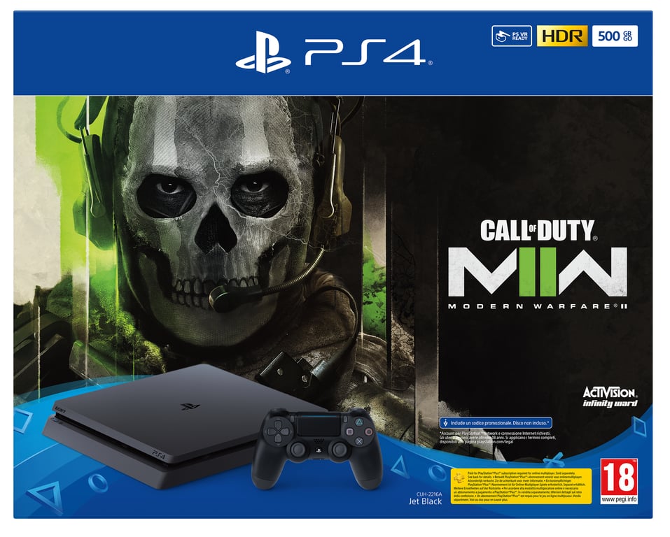 Sony PlayStation 4 500GB + CALL OF DUTY: Modern Warfare 2 500 Go Wifi Noir - Excellent état